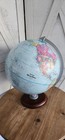 Vintage Replogle World Book Terrestrial Globe Faux Wood Stand Circa 70   s-80   s