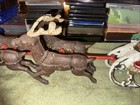Vintage Rare 1930s Hubley Cast Iron Santa Sleigh With 7 Cast Iron Reindeer