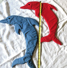 Vintage Two Dolphins Wall Hanging Fabric Soft Sculpture Nursery 23 X 16 Each