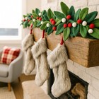 Trader Joe   s Handcrafted Felted Wool Garland 9 Ft Holly Mistletoe Christmas New