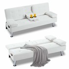 Convertible Futon Sleeper Sofa Bed W  Adjustable Backrest   Side Pocket New