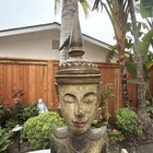 Antique 18c Burmese Buddha  Wooden  With Glass With Distress  28   