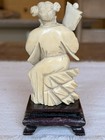 Vintage Hand Carved Chinese Scholar Immortal Figure W scholar   s Stone C  1940   s