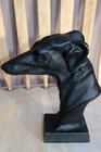 Vtg Cast Metal Greyhound Bust Whippet Dog Head Statue Heavy Metal 8 In Art Deco