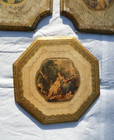 Set Of 4 Vintage Italian Florentine Wall Gold-gilt Wood Plaques Blue Boy Pinkie