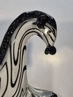 Blown Glass Zebra Art Statue Zebra Laying Down Black White Safari Animal 8 5 
