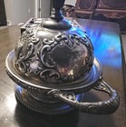 Vintage Rogers Smith Quadruple Plate Covered Butter Dish Cow  Silverplate