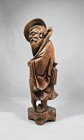 Vintage Chinese Carved Wood Asian Fisherman Sculpture