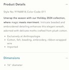 Anthropologie Luna Moth Beaded Embroidered Wreath Holiday Decor Plush Cotton New