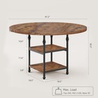 Farmhouse Dining Table  47in Round Kitchen Table Dinner Table W  Storage Shelves
