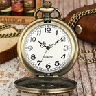 Vintage Hollow Steampunk Bronze Arabic Numeral Dial Quartz Movement Pocket Watch