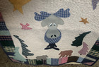 Vtg Square Quilted Wall Hanging Quilt Xmas Moose Plaid Primitive Handmade Lodge