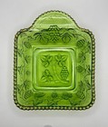 Antique Us Glass Emerald Green Dish California Pattern Gold Trim Grape Vine
