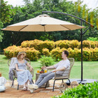 Umbrella With Crank And Base Stand  Tan