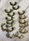 Vtg Curved Art Deco Drawer Pull Handle Set Of 16 Brass Gold Color Made Canada
