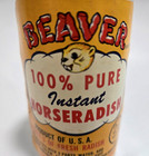 Rare Vintage 70 s  Beaver Horseradish Glass Bottle Jar W Label Beaverton Or