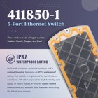 411850-1 5 Port Ethernet Switch For Humminbird apex  Solix  Helix G4n helix G3n