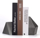 Elegant Set Of 2 Cast Iron Decorative Geometric Bookends  Antique Black