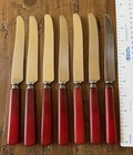 Red Vintage Bakelite Cutlery Flatware  Seven Knives In The Same Handle Pattern