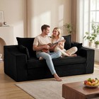 70  Tri-fold Sofa Bed Futon With Pillows Black Corduroy No Assembly