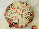 Vintage Footstool Ottoman Latch Hook Stool Needlepoint Granny Farmhouse Chic