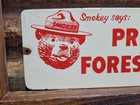Vintage Smokey Bear Porcelain Sign Old Forest Service Dept Agriculture Park Fire