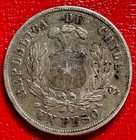 1883 Chile Shield And Condor One Peso Silver World Coin  Enn Coins