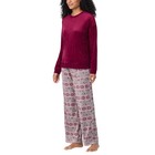 Nautica Women s Fleece Pajama Set Crew Neck Long Sleeve Pockets Pink Blue