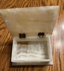Vintage Stone Onyx Hinged Trinket Jewelry Box In Creams And Browns