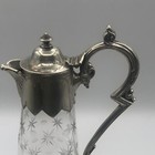 English Victorian Style Decanter Or Pitcher Silver Plated Cut Glass Starburst