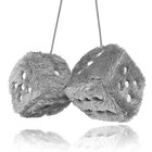 Pair 3    With White Dots Mirror Fuzzy Plush Dice With White Soft Plush Car Grey