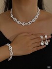 4 Pcs Silver Set  Necklace  Earrings  Bracelet  20 9 In 
