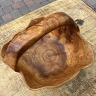 Vtg Large Artist Carved Wooden Basket Birdseye Maple Burl Wood Tree Stump Signed