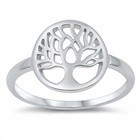 925 Sterling Silver Rhodium Plated 12mm Tree Of Life Ring Sz 4-12