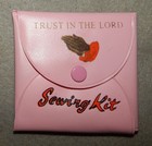 2 Vintage 3  Emergency Sewing Kits With Praying Hands  pink white Vinyl  New