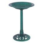 Resin Outdoor Bird Bath Pedestal Feeder Green 20x28in Copper Verdigris Look