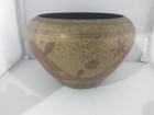 Beautiful Vintage Etched Antique Indian Asian Brass Bowl Planter 