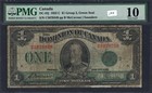 Canada 1923 C  1 Dollar Pmg Certified Banknote Very Good 10 Dc 25j Green Seal