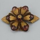 Antique Amethyst Glass Gilt Brass Flower Brooch Pin