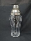 Vintage Crystal And Silver Cocktail Shaker - Cut Crystal Thumbprint Pattern