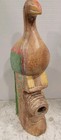 Bird 15 X 7 X 4 Carved Wood Peacock Bird  Rustic   Painted Figurine  Large  