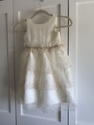 Janie And Jack Dress Size 4 Special Occasion Ivory Bronze Ruffle Bow Flower