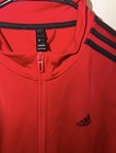 Adidas Men s Full Zip Track Jacket W  Pockets Red black Polyester Knit Size Us M