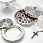 3 Pcs Communion Tray Set For Church  Tray   Plates With Lids  Silver 1 Cups Fil