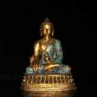 9  Exquisite Chinese Old Antique Bronze Gilt Cloisonne Sakyamuni Buddha Statue