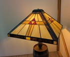 Vintage Mission Arts   Crafts Tiffany Style Stained Glass Pyramid Lamp Shade A62