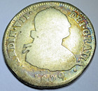 1809-fj Santiago Chile 2 Reales Spanish Colonial Genuine Antique 1800 s Coin