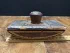 Vintage Leather Ink Blotter Embossed   Gilt Stamped Rocking Desk Ink Blotter