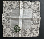 A  Vintage Lot Nos 5 Creamy White Irish Linen Hankies Tatted Lace Wedding Bride