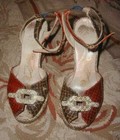 Vintage 1940 s O conner   Goldberg Snakeskin Wedge Heels Peep Toe Ankle Strap 5 